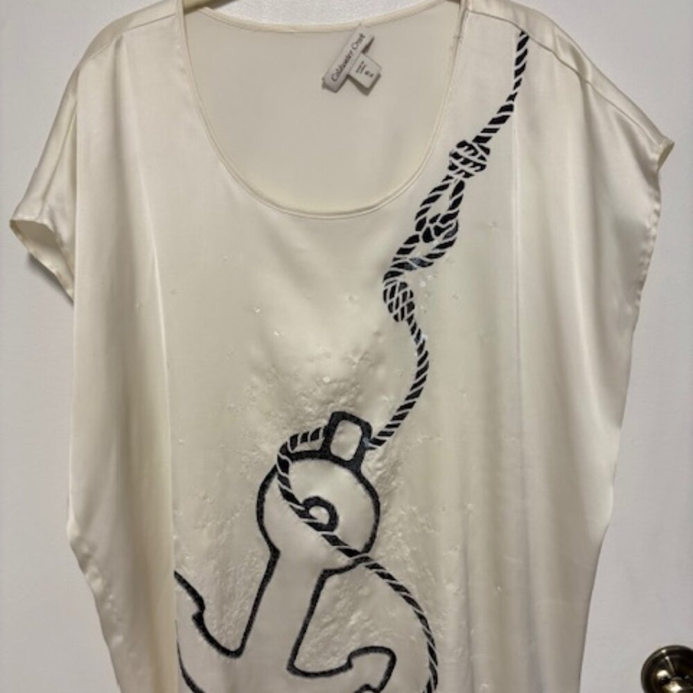 Coldwater Creek Nautical Sequined Pullover Top.Sz. XL